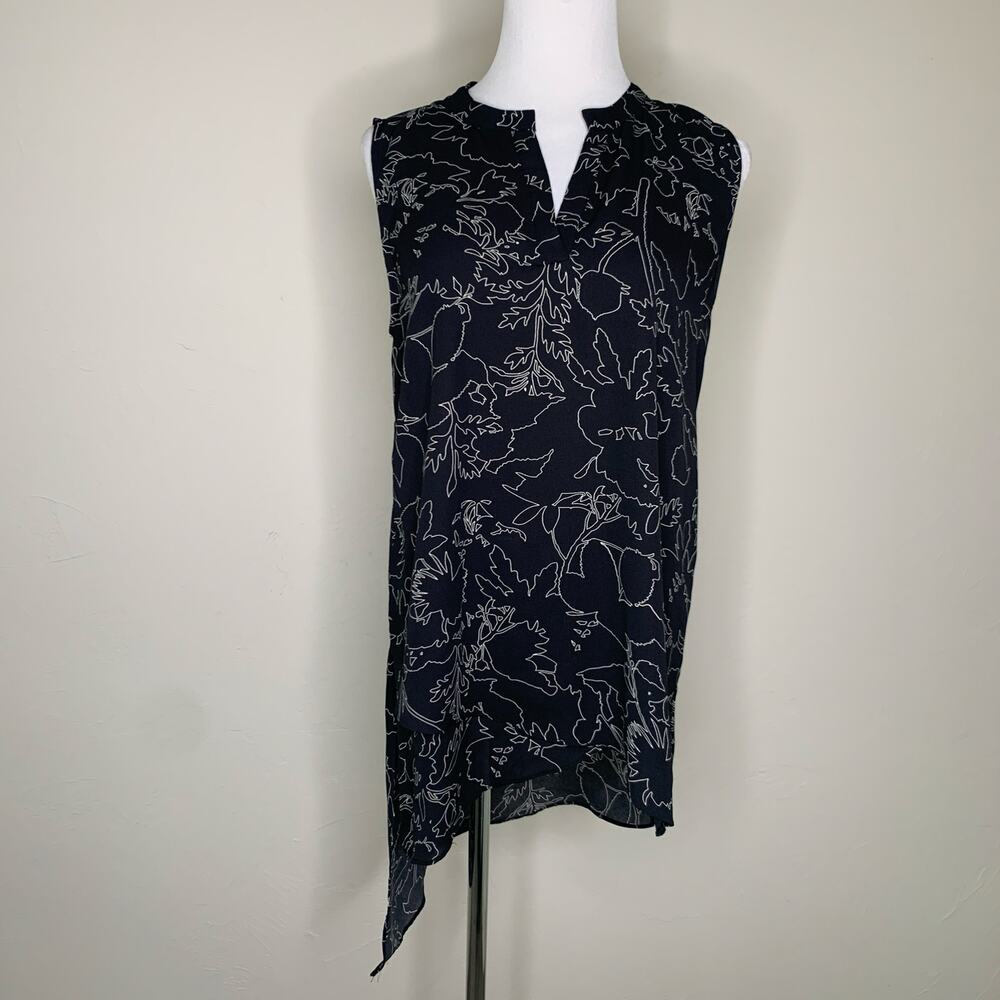 Premise Studio Black Floral Outline Pattern Tunic Sz Small